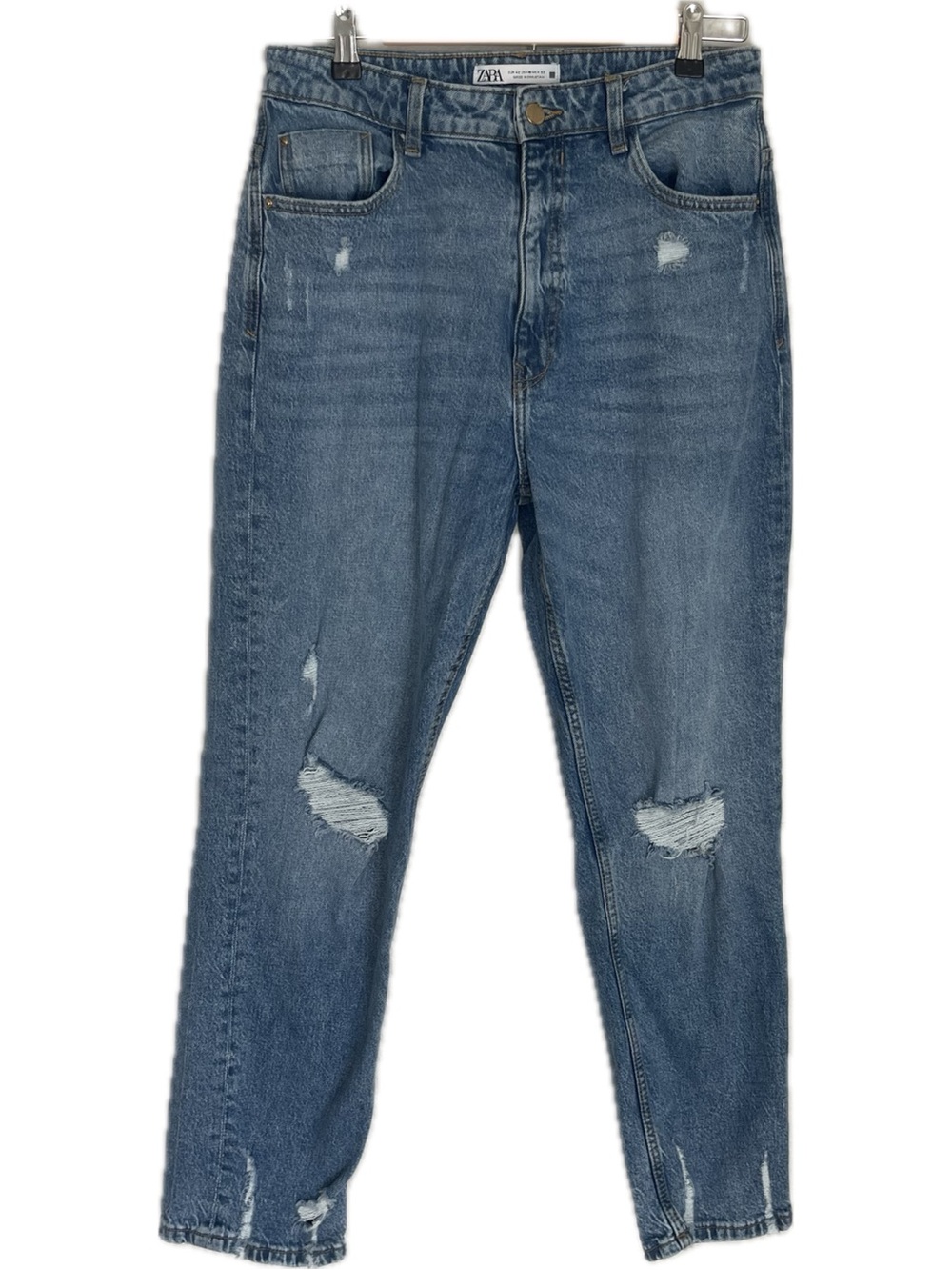 Zara Size 10 Distressed Boyfriend Jeans in Medium Blue 047
